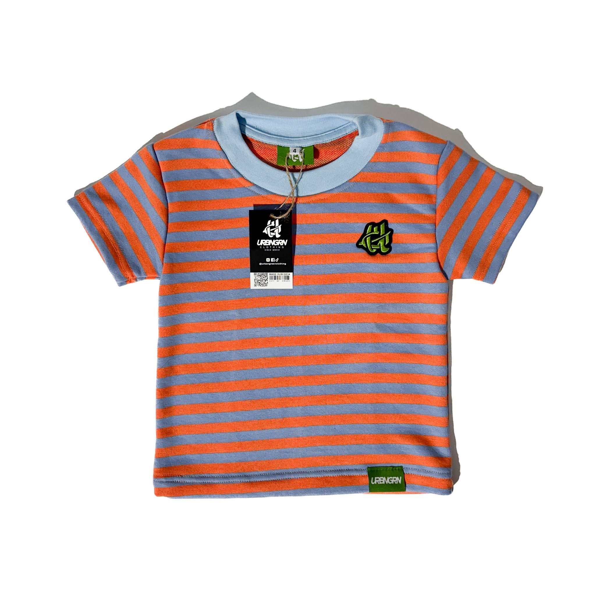 UG kids stripe tee v1 - coral blue / orange